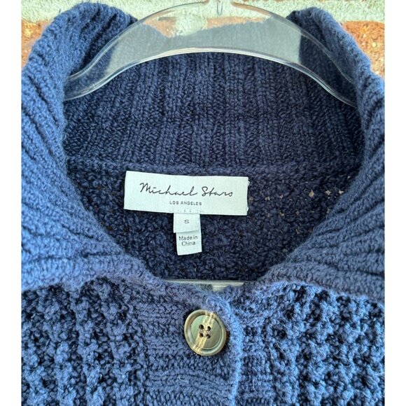 Michael Stars Chunky Knit Button-Front Cardigan Sweater | Small | Navy Blue - Picture 3 of 6
